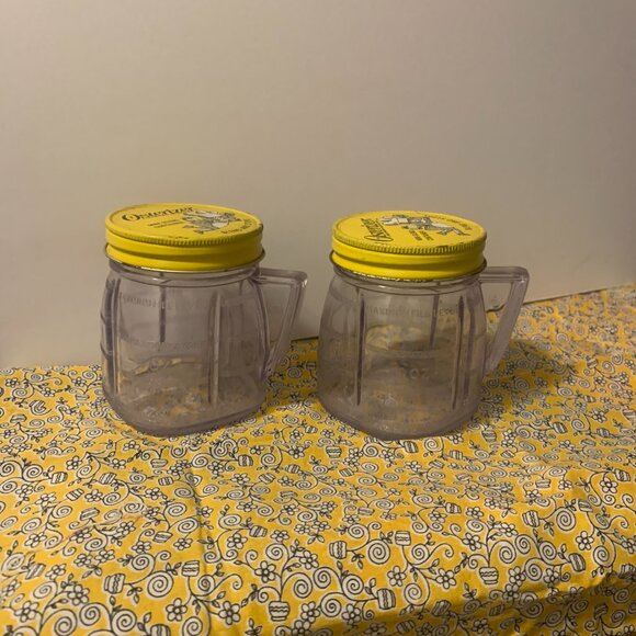 FOOD STORAGE - 2 Vintage Osterizer MINI BLEND jar plastic containers w/ handles - Picture 2 of 14